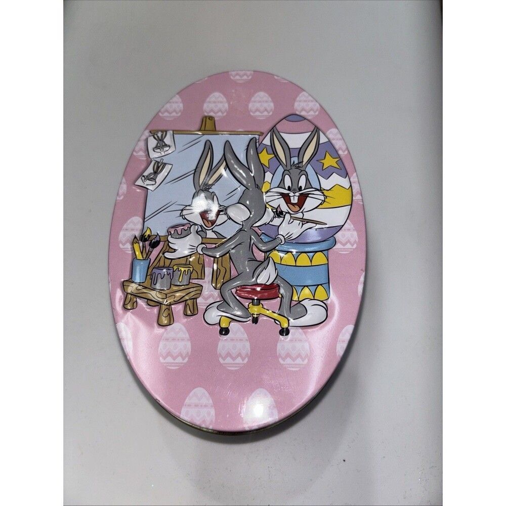 1998 Looney Tunes Egg Shaped Tin Bugs Bunny easter vintage gift